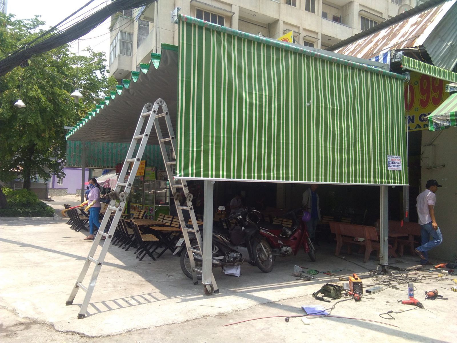 Mai hien được thiết kế thẩm mỹ tiện lợi sử dụng che nắng mưa