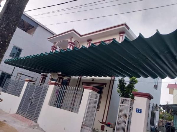 Siêu thị Hoà Phát lắp đặt thi công mái xếp kéo lượn sóng Hà Nội giá rẻ